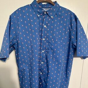IZOD | Short Sleeve LT Large Tall Flamingo Button Up Shirt